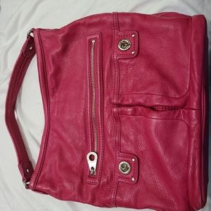 Beautiful all leather fuchsia tote